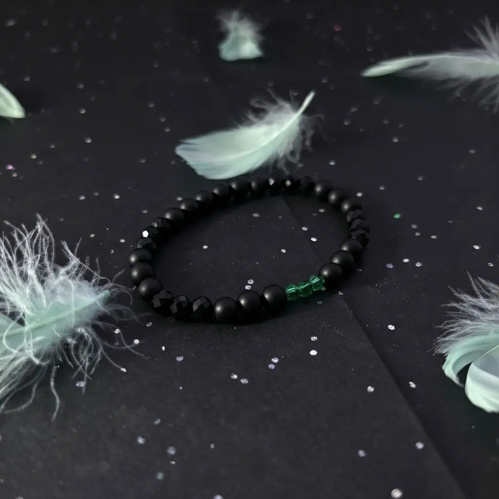 Bracelet Q.A.I – Émeraude Noire Cristal Qalam Al Imane