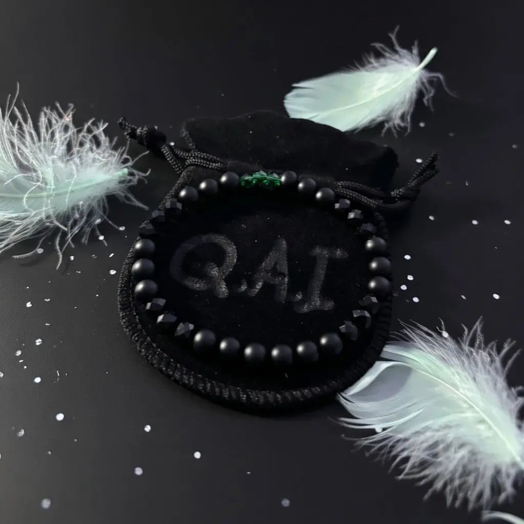 Bracelet Q.A.I – Émeraude Noire Cristal Qalam Al Imane